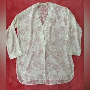 Victoria’s Secret vintage gold label buttoned dress negligee floral slip ivory